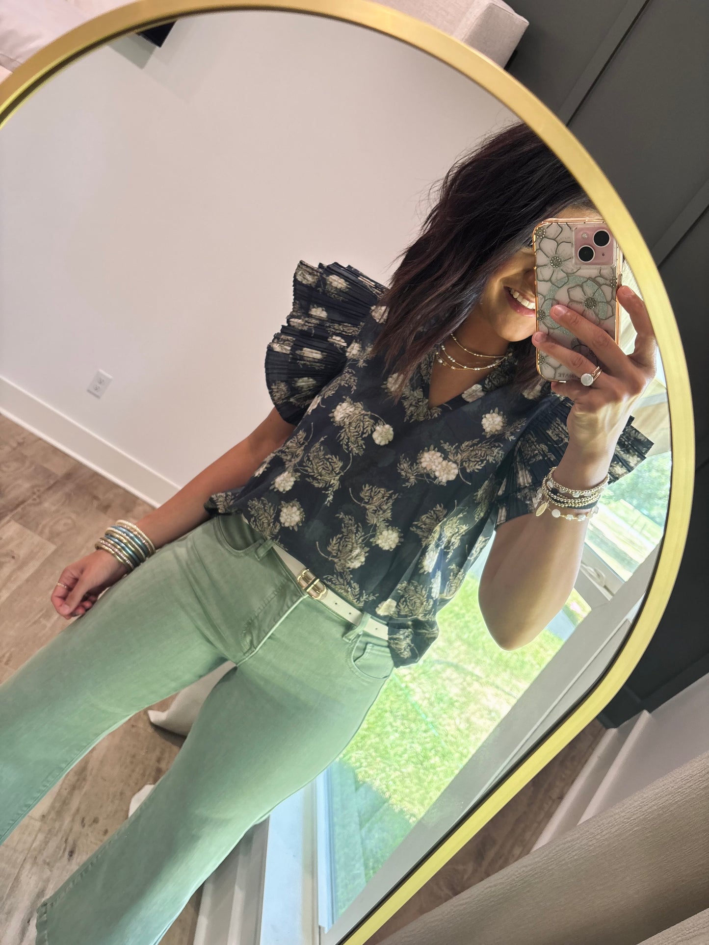 Vintage floral Navy Top