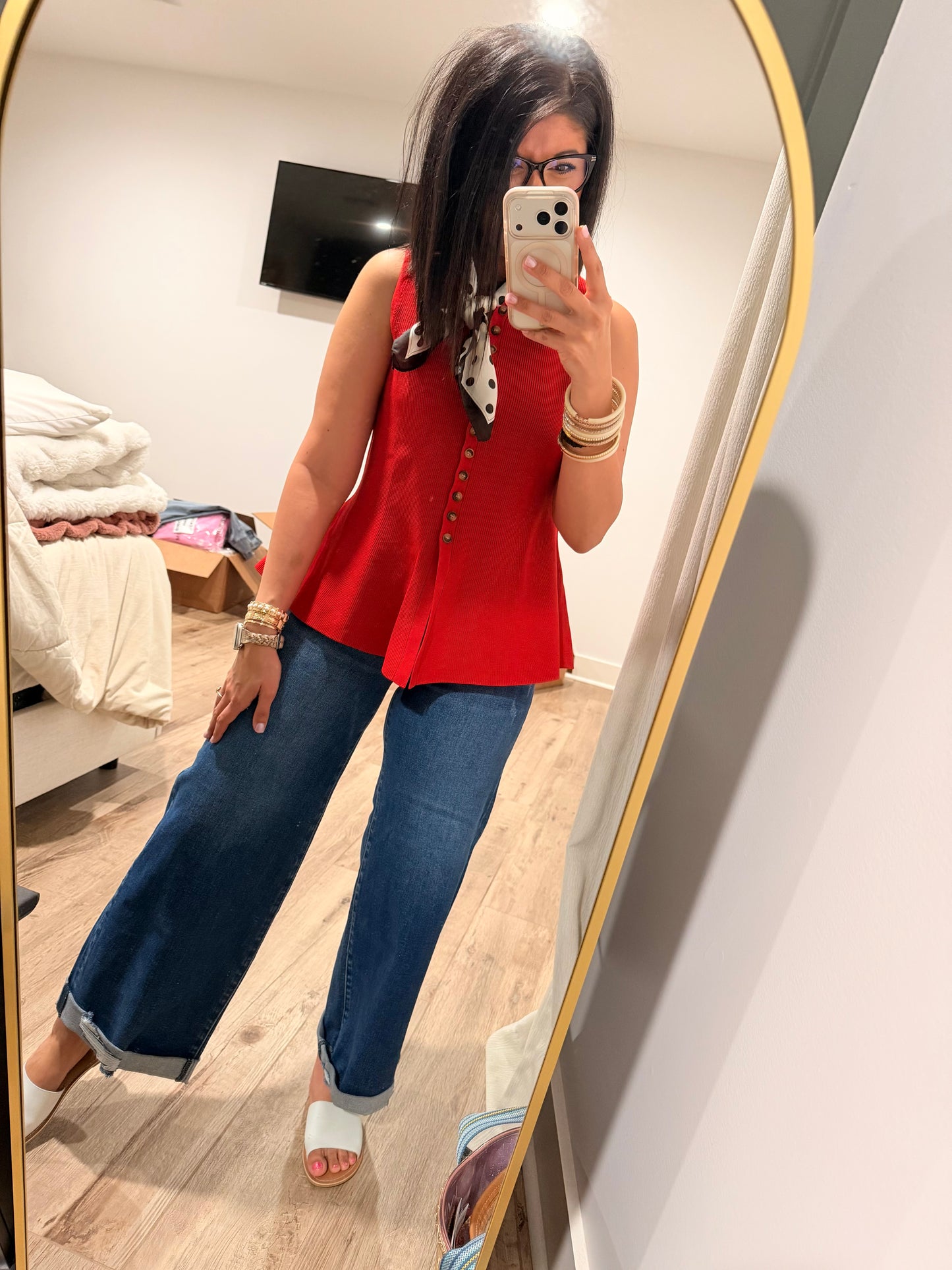 Coastal Charm Top- Red