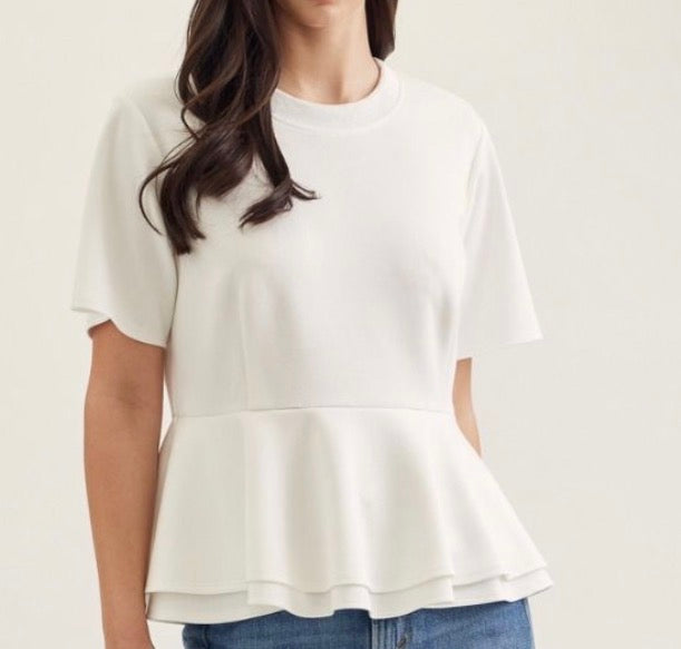 Sweet & Chic Peplum Top - White