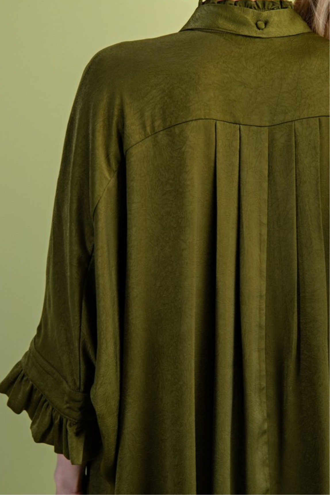 Ruffle Satin- OLIVE