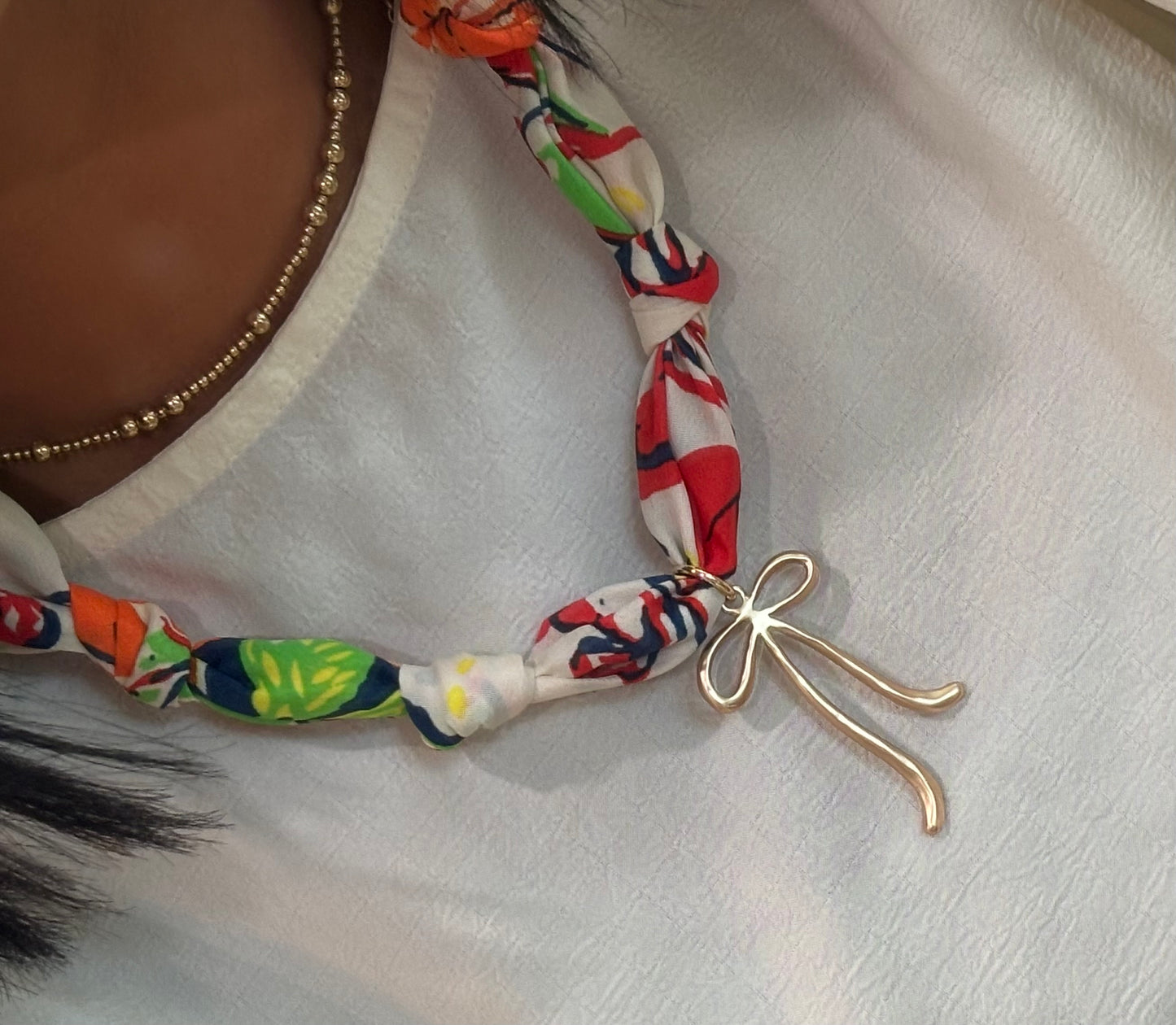 Scarf Necklace- Cream
