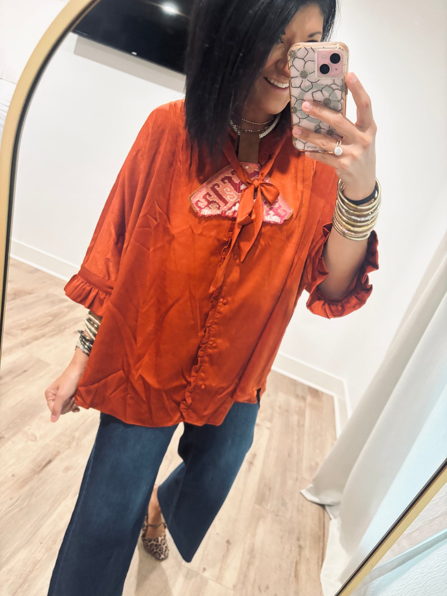 Ruffle Satin- Rust