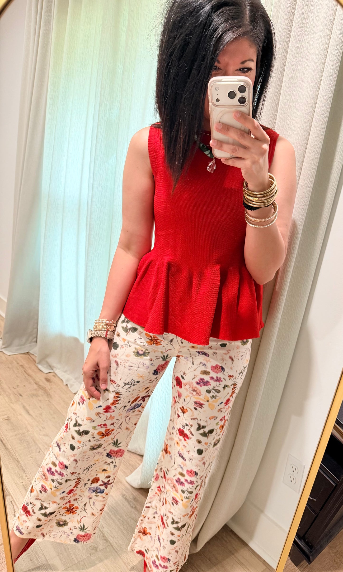 City Chic Peplum Top- Red