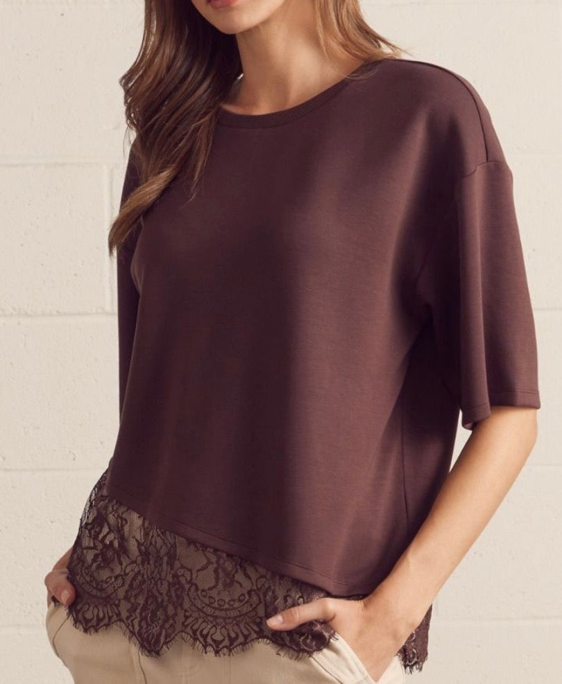 Sweetly Detailed Top-BROWN