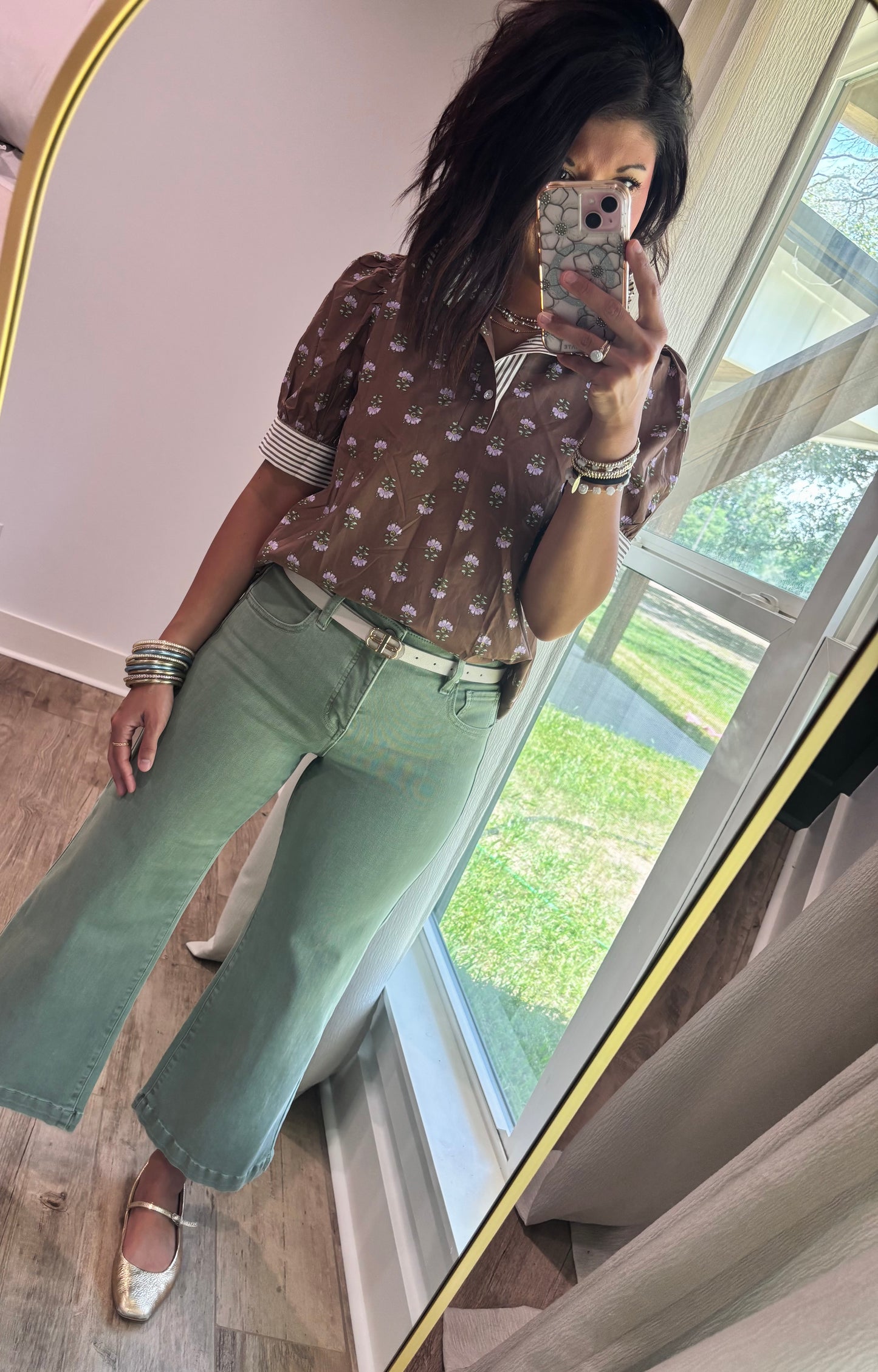Fall floral Short Sleeve- Brown