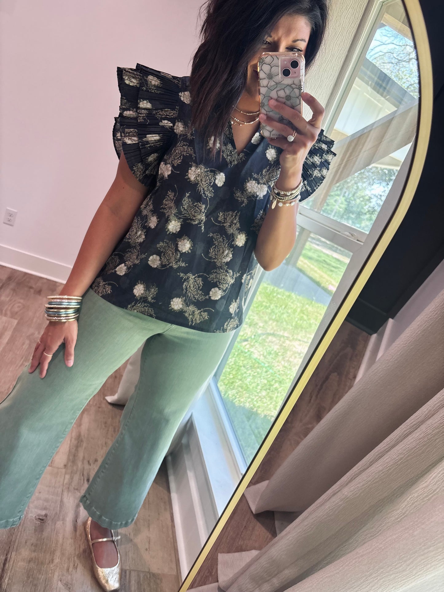 Vintage floral Navy Top