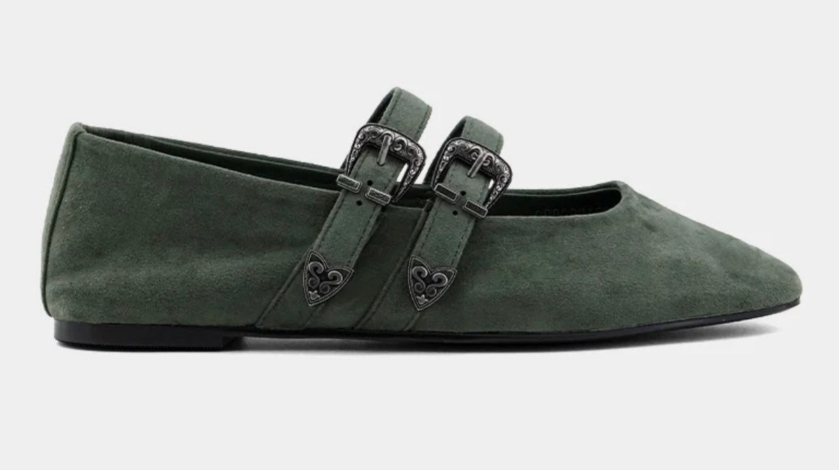 Albany Sage Suede Flat