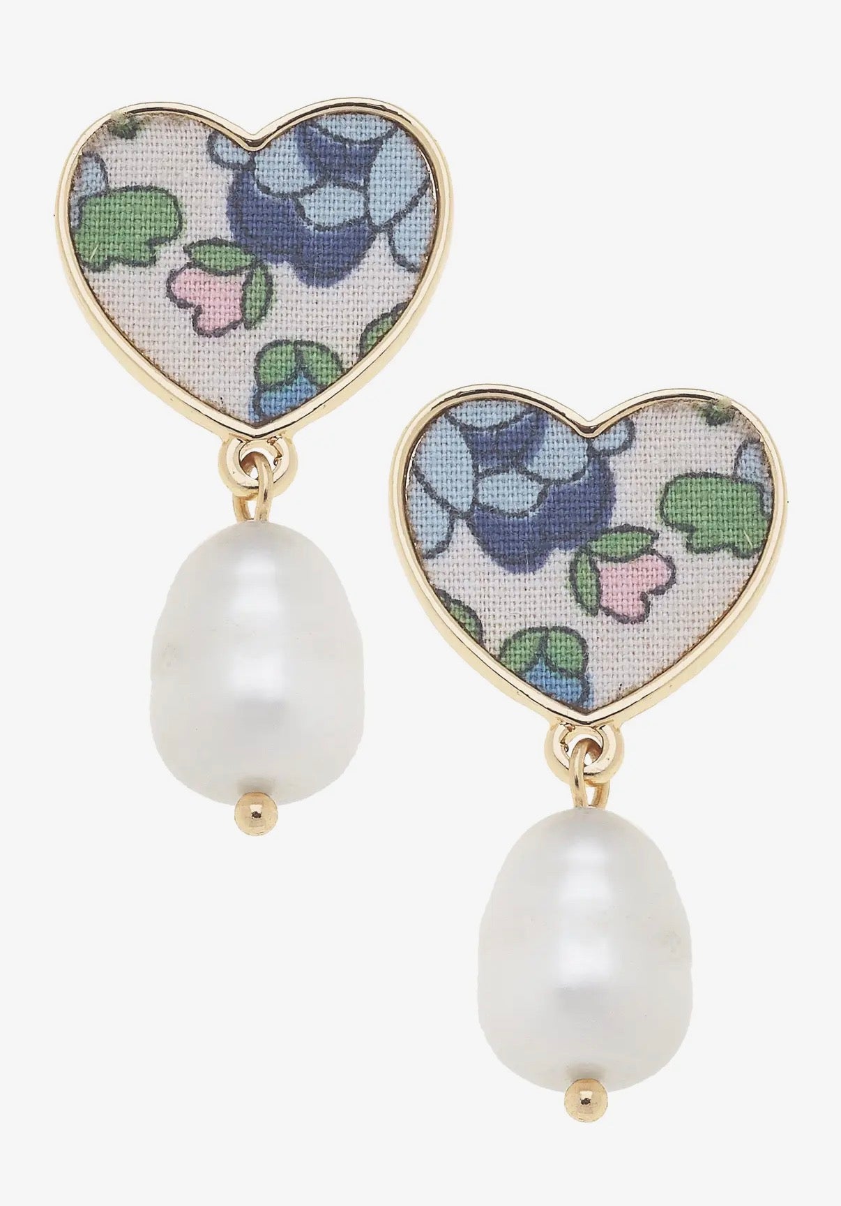 Victoria Vintage Floral Pearl Earrings- BLUE