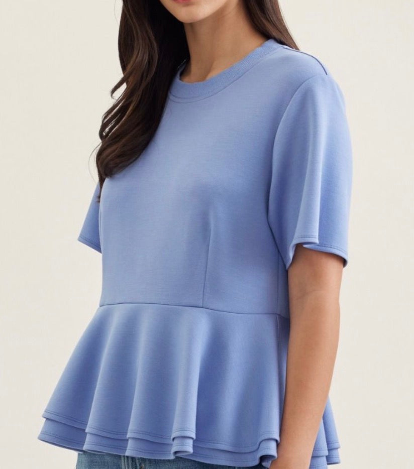 Sweet & Chic Peplum Top - Chambray