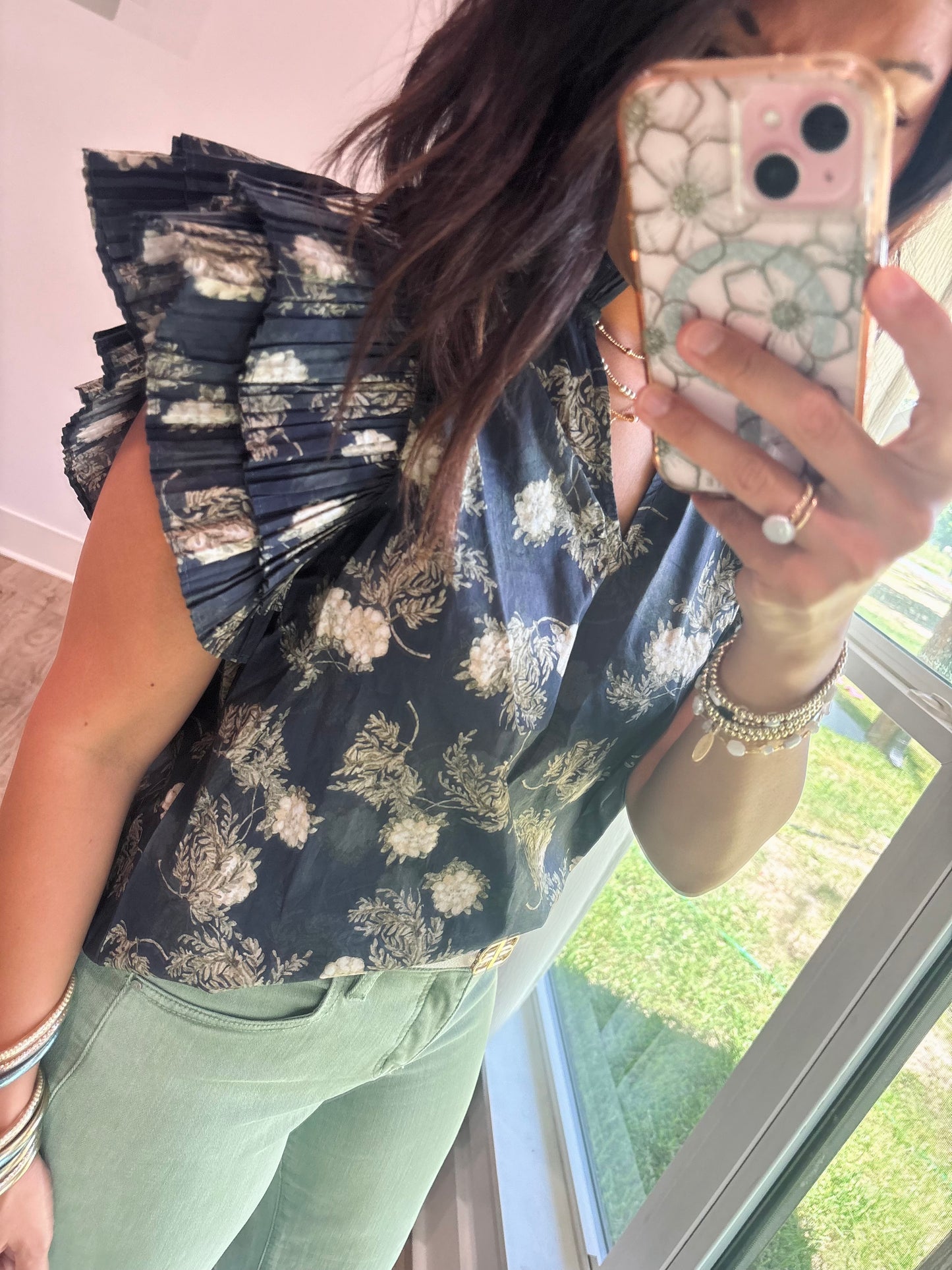 Vintage floral Navy Top