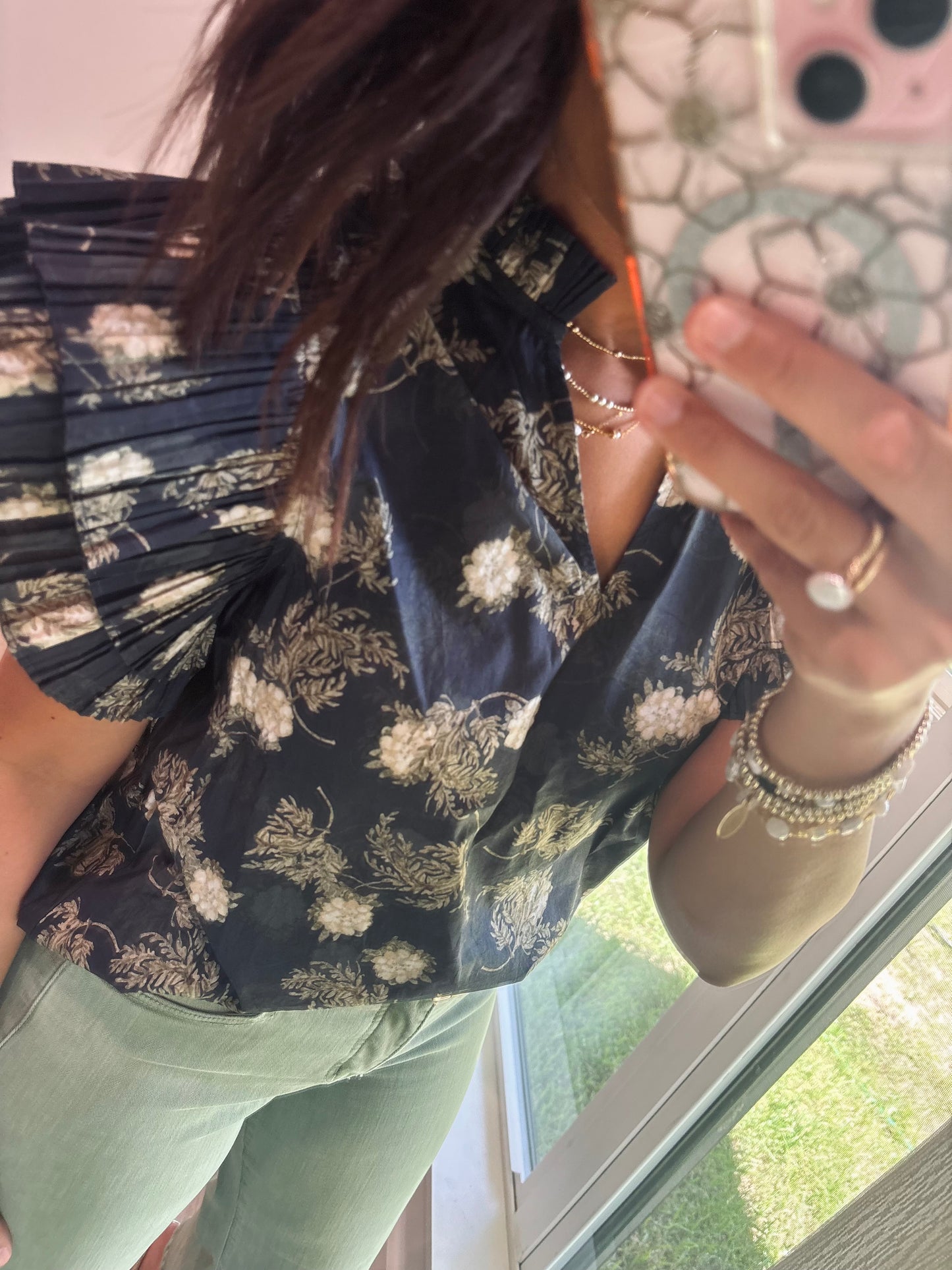 Vintage floral Navy Top