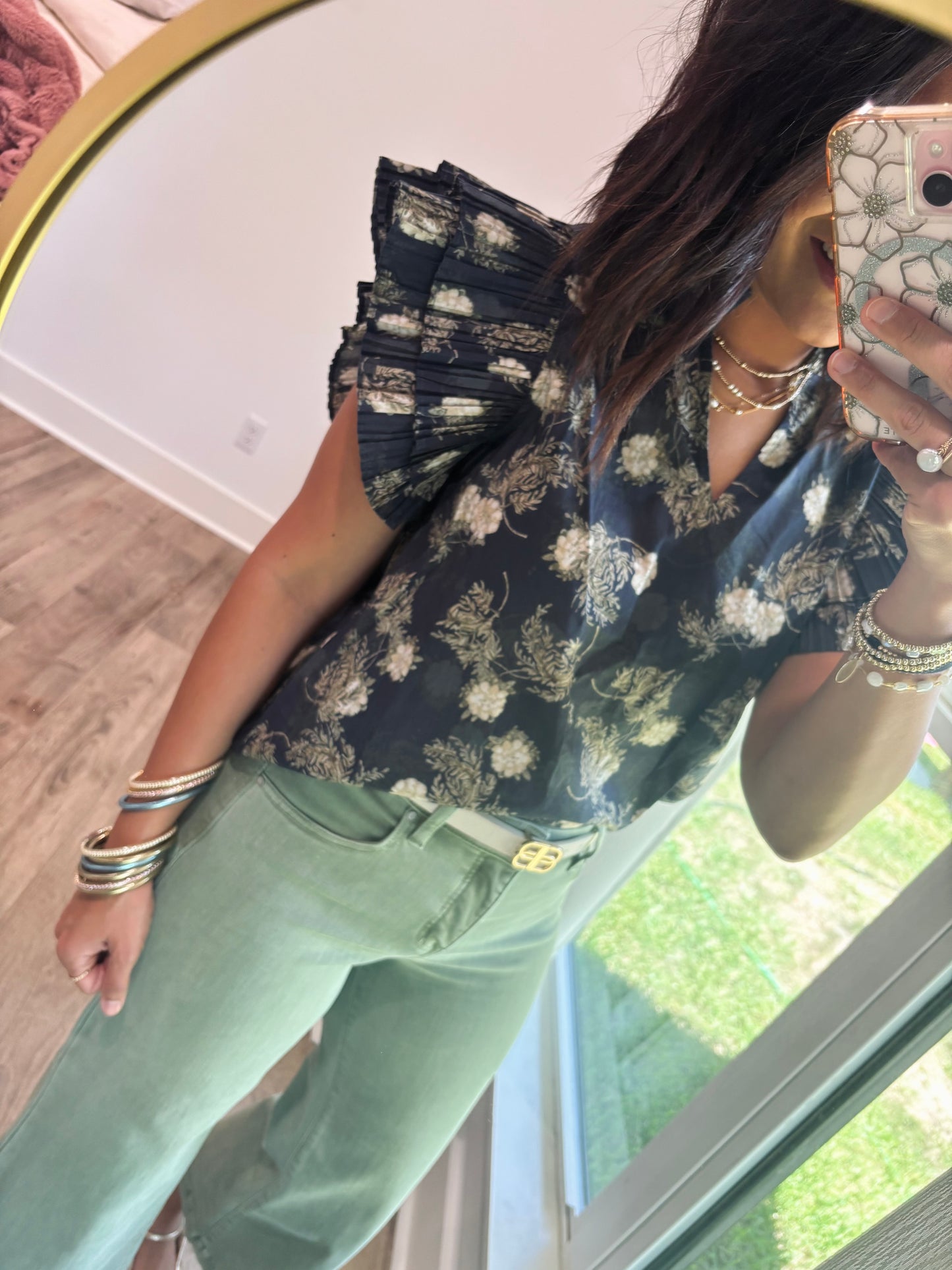 Vintage floral Navy Top
