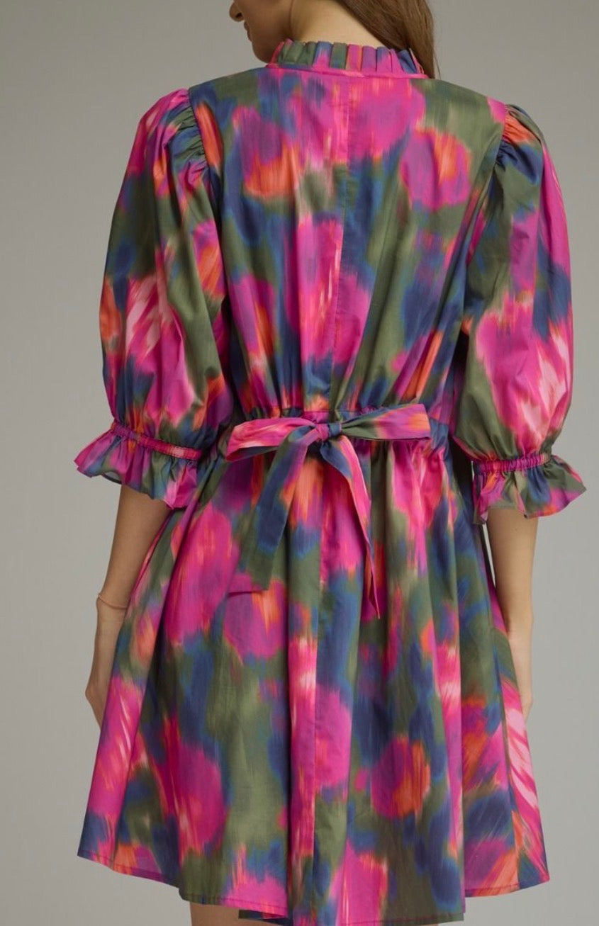 Pretty in Print Dress-Magenta