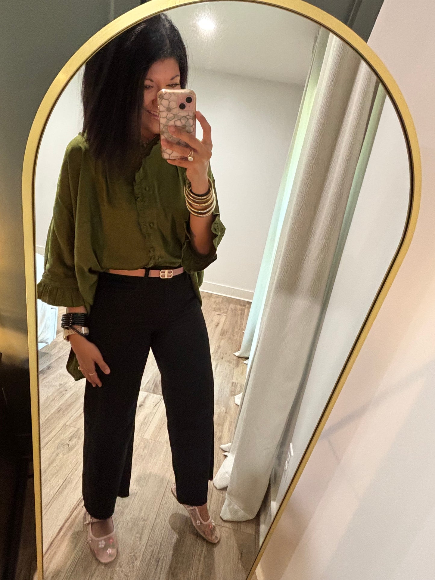Ruffle Satin- OLIVE