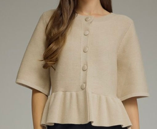Woodland Ruffle Top-TAUPE