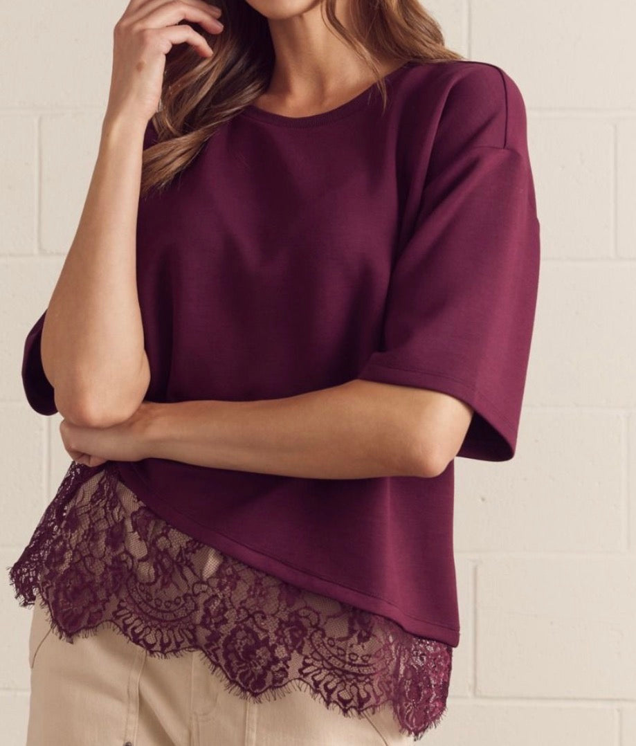 Sweetly Detailed Top-BURGUNDY
