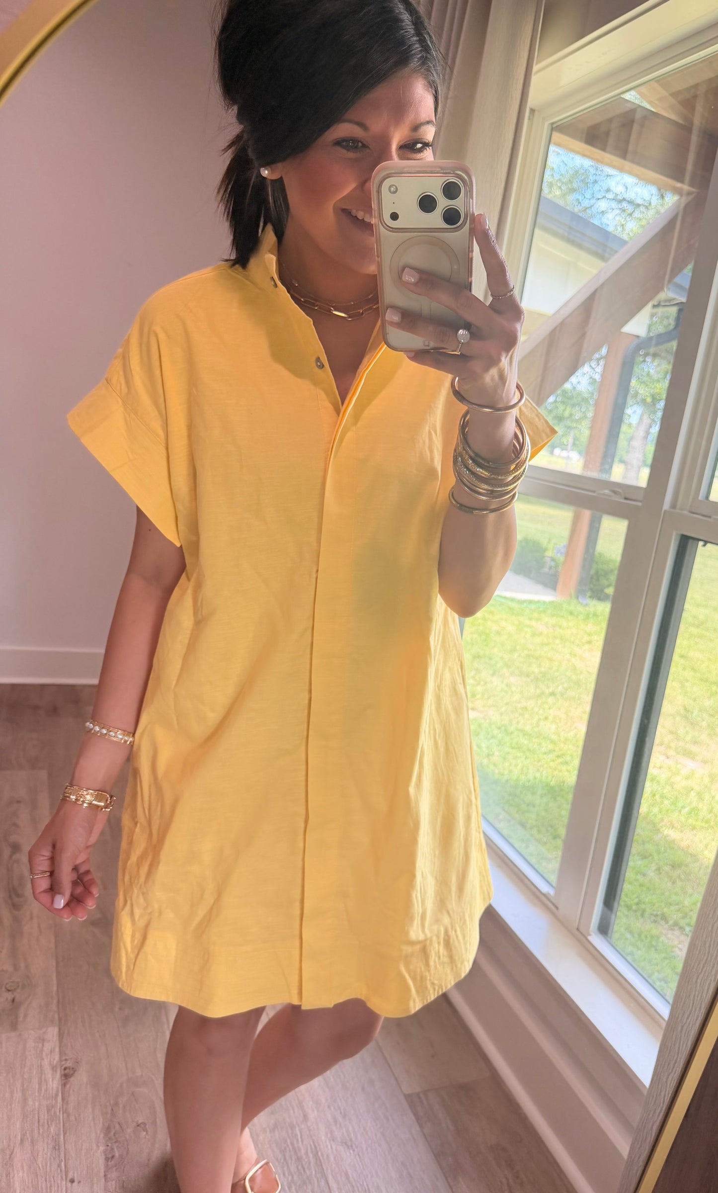 Easy Breezy Buttoned Dress-Yellow