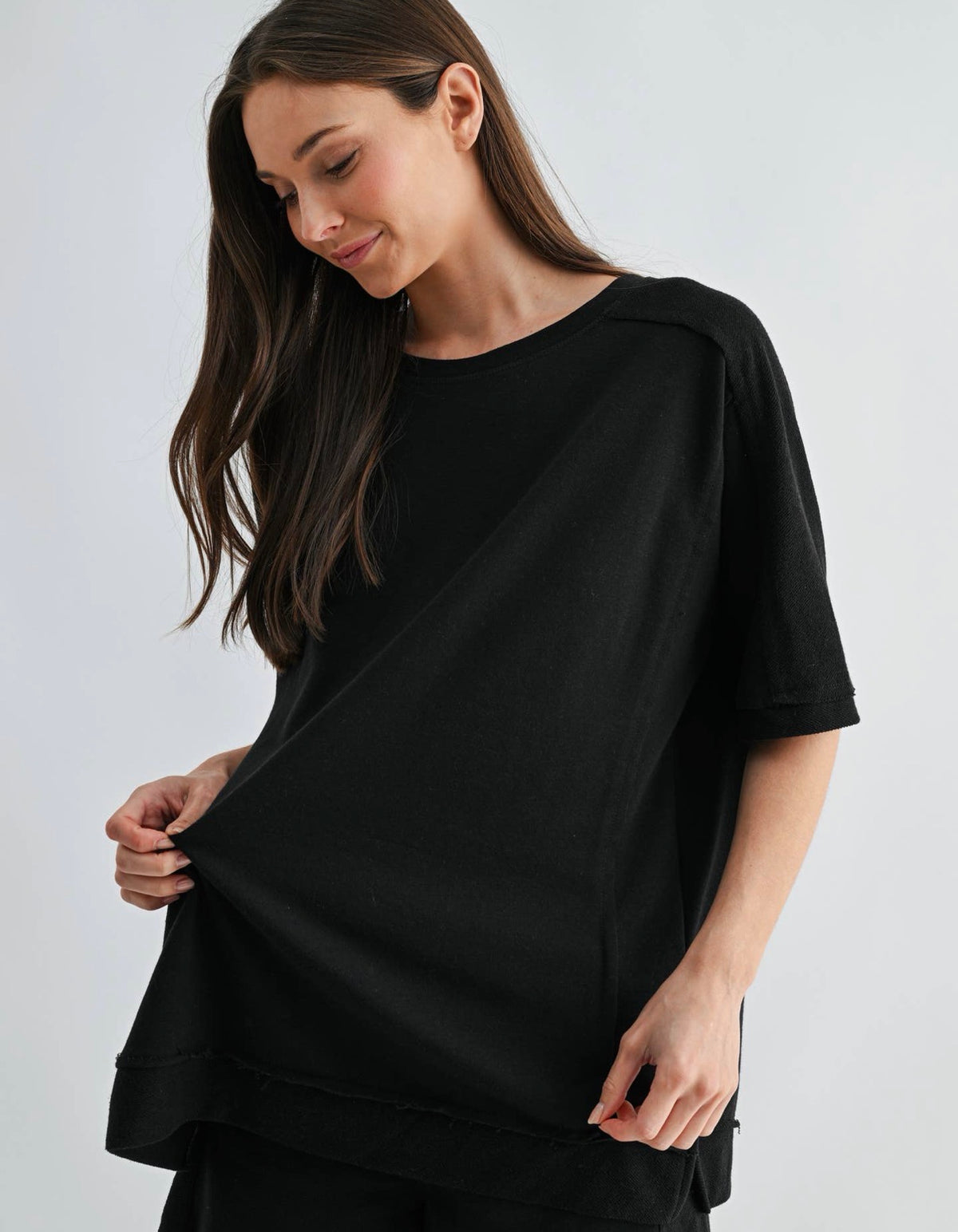 Easy Does It Terry Top-BLACK