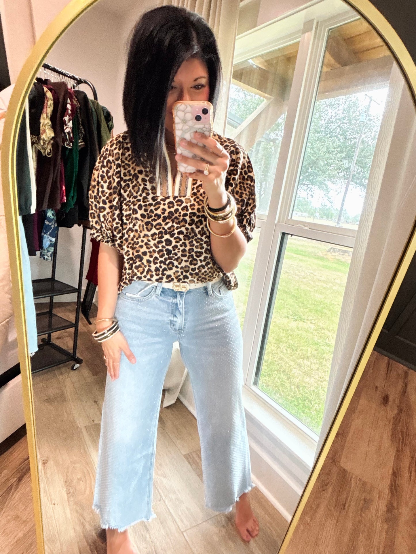 All eyes on me Rhinestone Denim