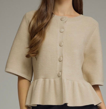 Woodland Ruffle Top-TAUPE