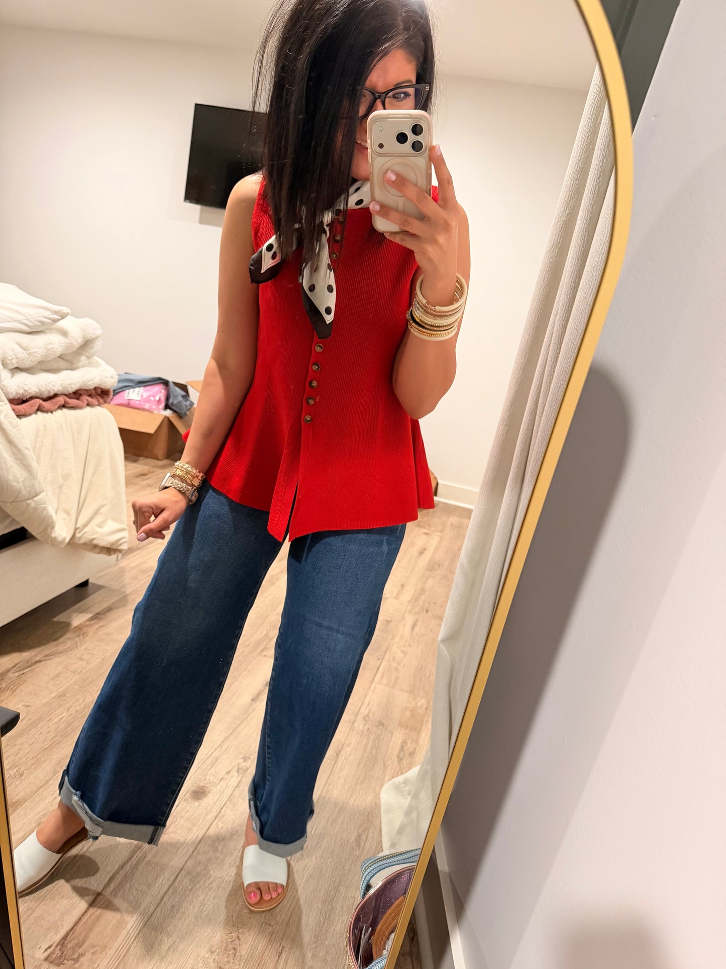 Coastal Charm Top- Red
