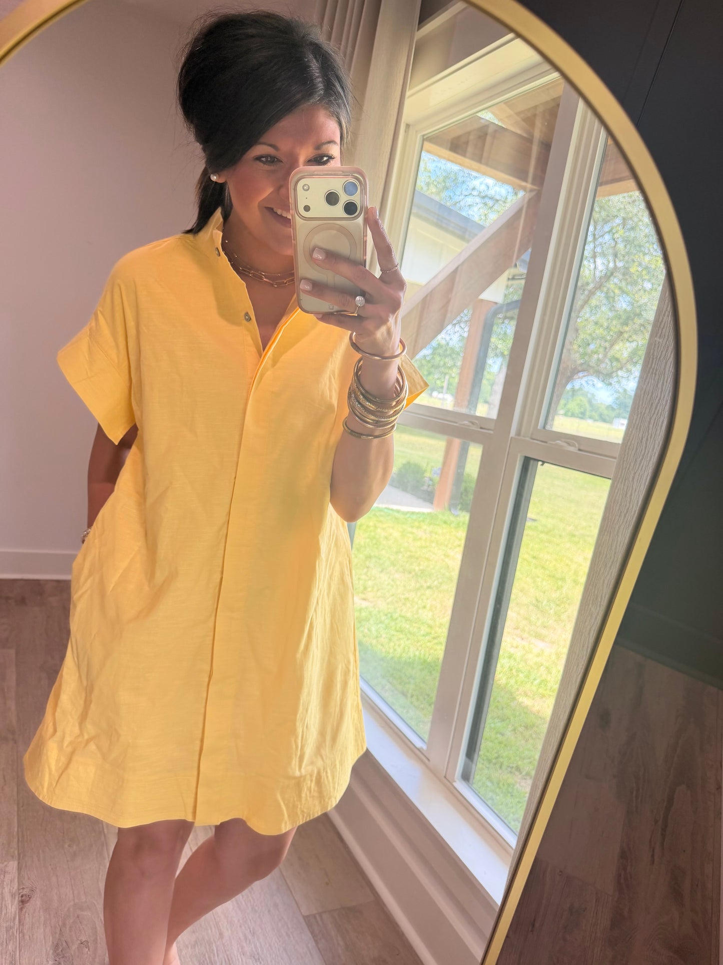 Easy Breezy Buttoned Dress-Yellow