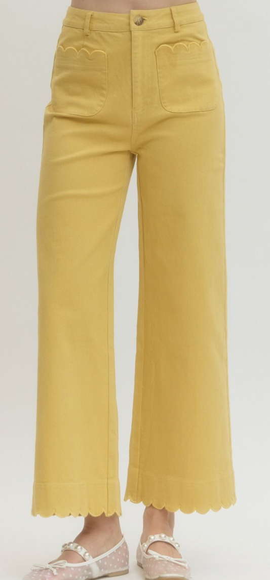 Sweet Grace Scallop Pant- Yellow