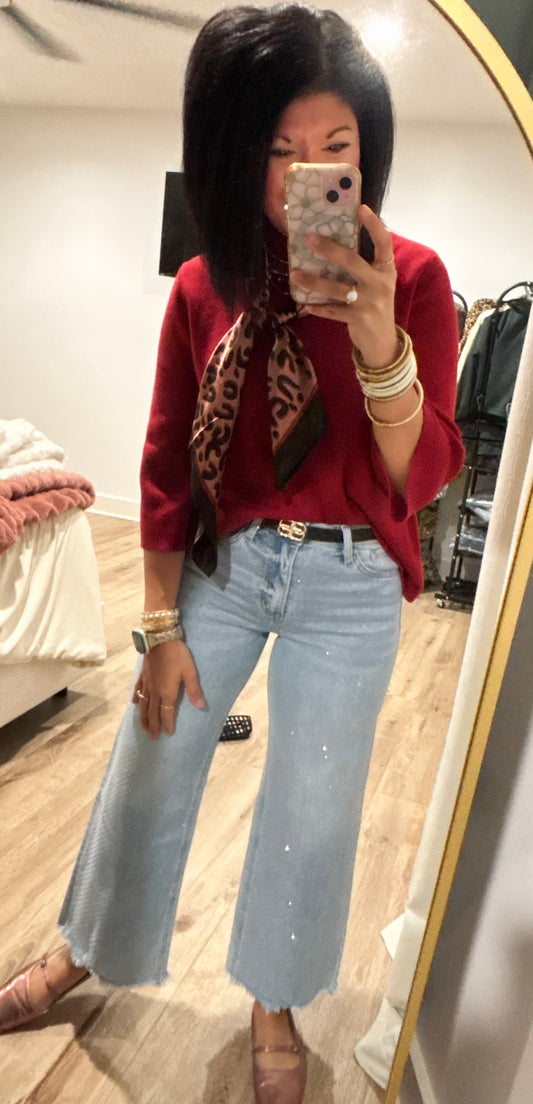 All eyes on me Rhinestone Denim