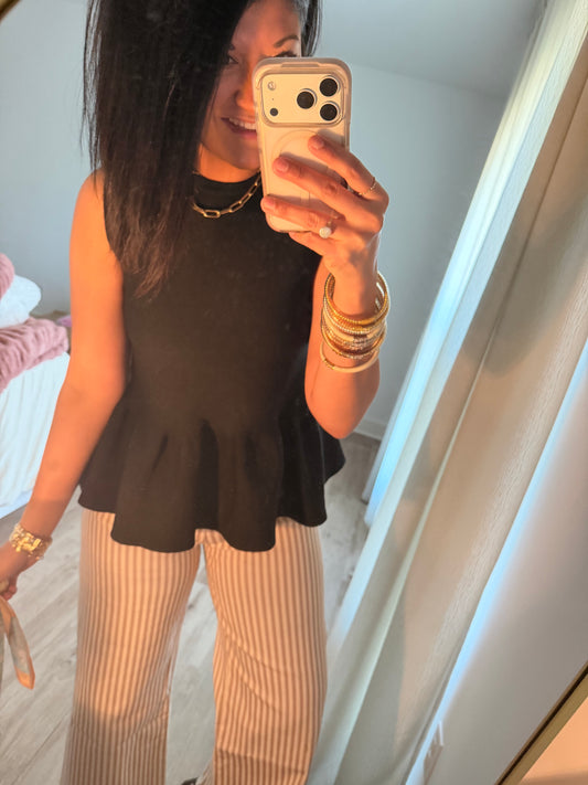 City Chic Peplum Top- Black