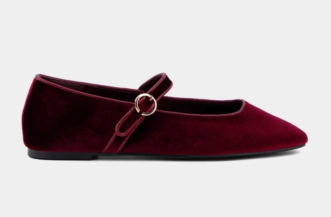 Annabelle Bordeaux Velvet Flat