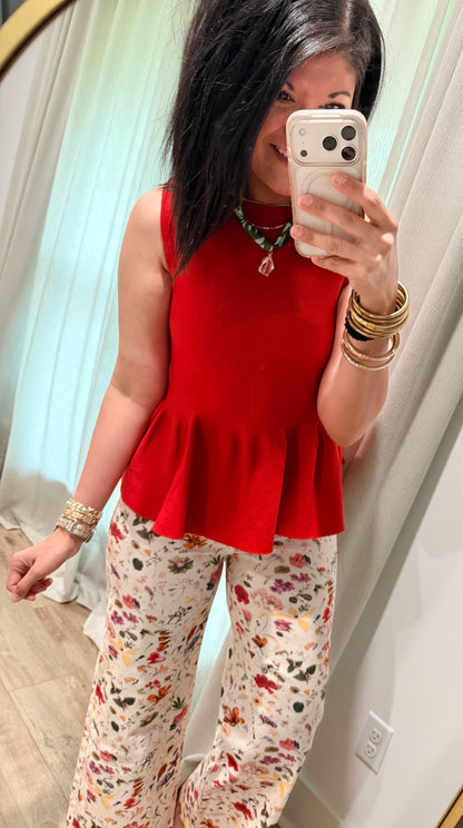 City Chic Peplum Top- Ivory