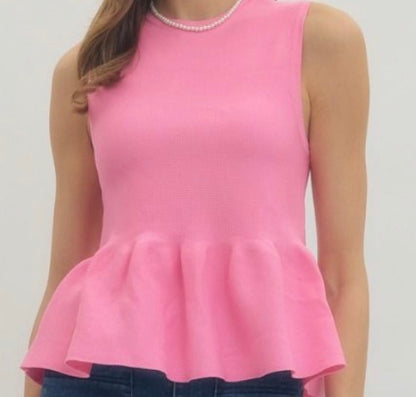 City Chic Peplum Top- Pink