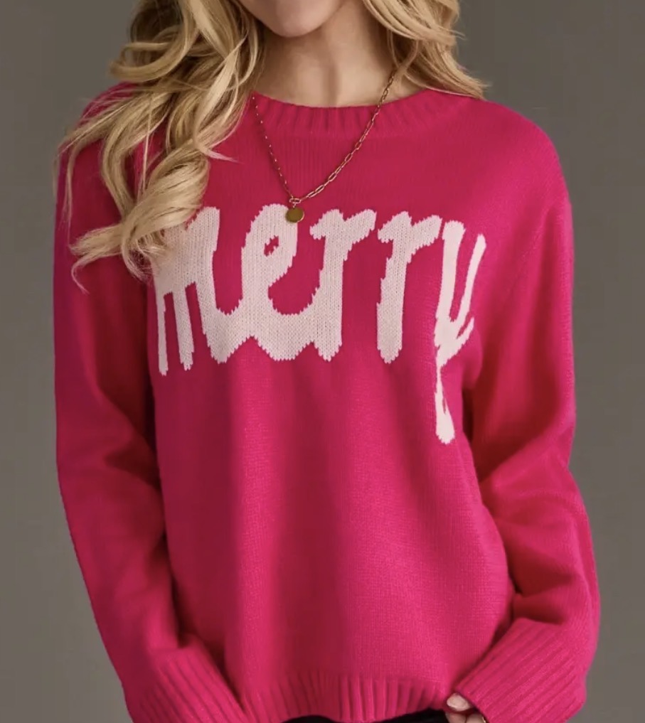 Merry & Bright Sweater- PINK