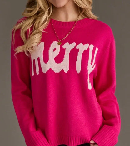 Merry & Bright Sweater- PINK