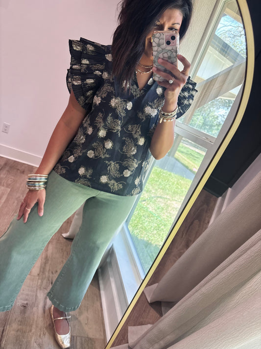 Vintage floral Navy Top