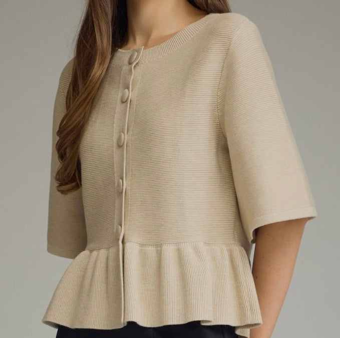 Woodland Ruffle Top-TAUPE