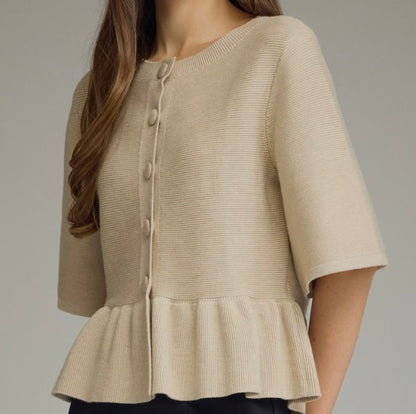 Woodland Ruffle Top-TAUPE