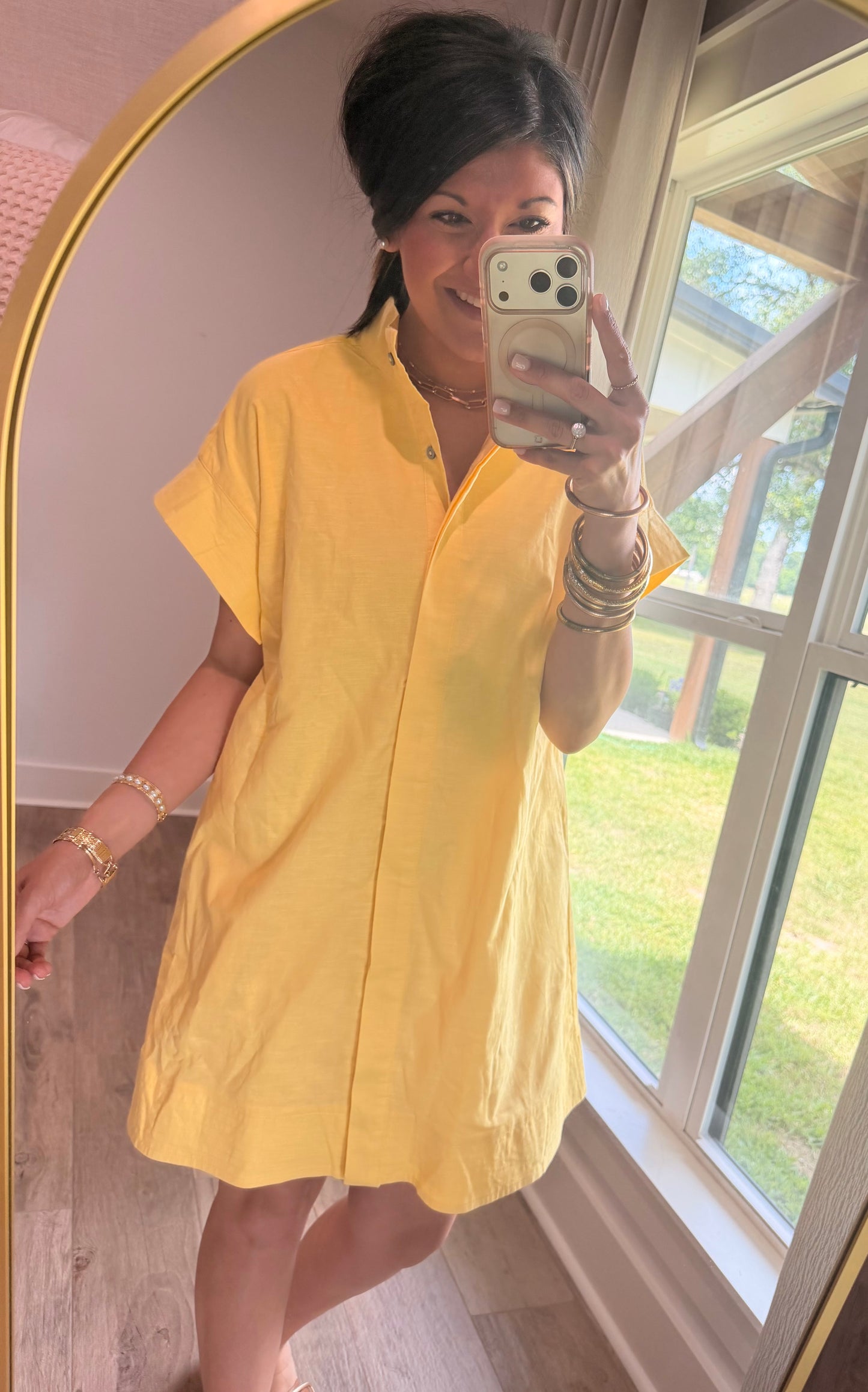Easy Breezy Buttoned Dress-Yellow
