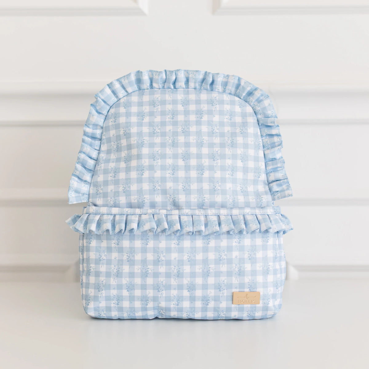 Ruffled Nylon Backpack-BLUE