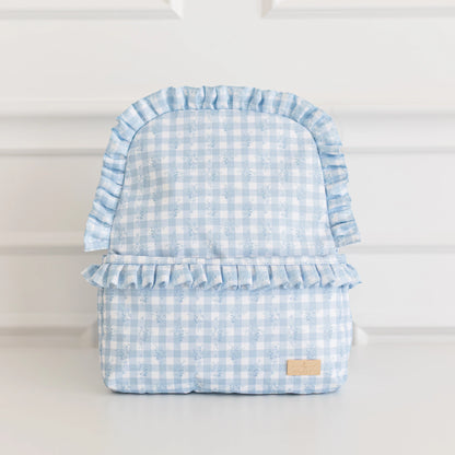 Ruffled Nylon Backpack-BLUE