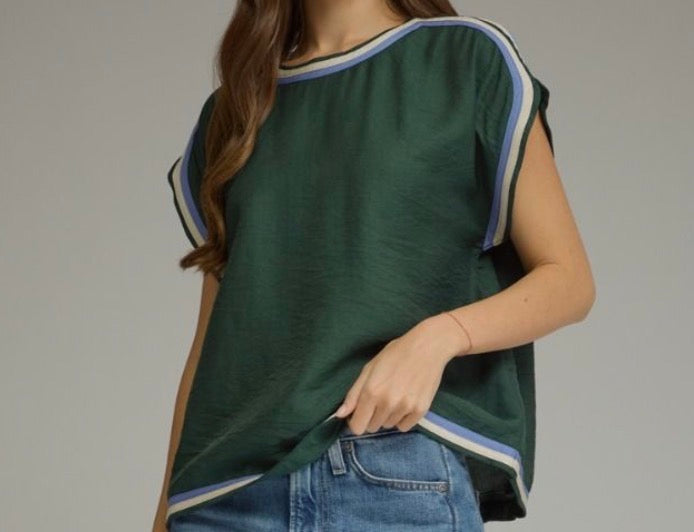 Evergreen Piped Charm Top