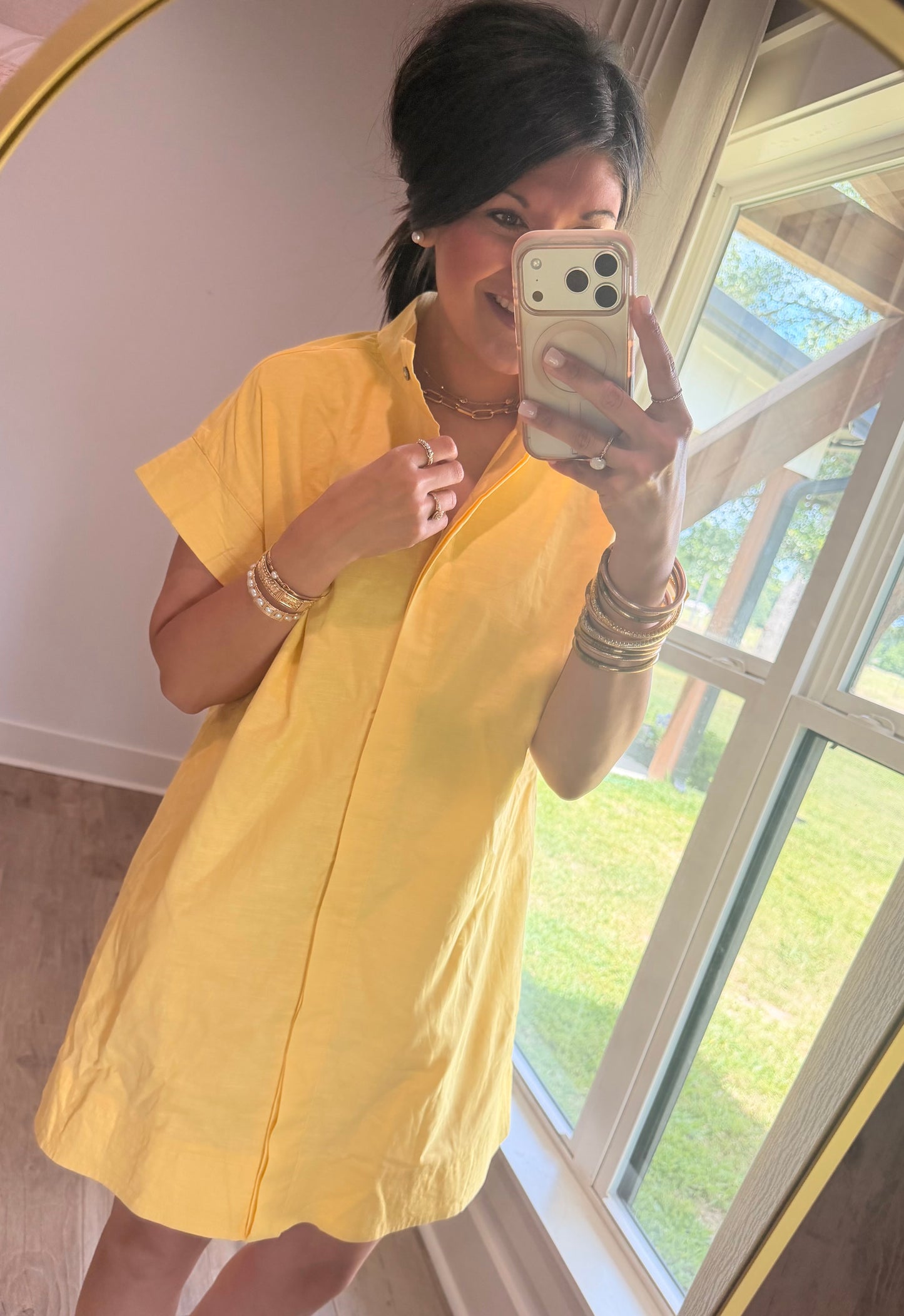 Easy Breezy Buttoned Dress-Yellow