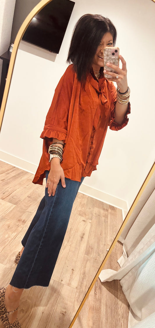 Ruffle Satin- Rust