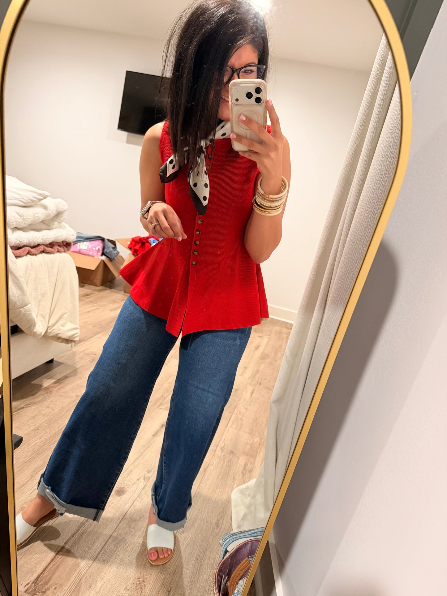 Coastal Charm Top- Red