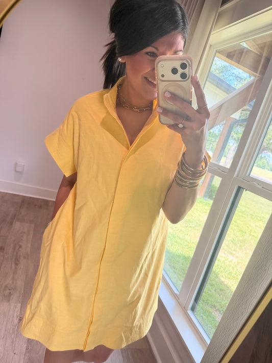 Easy Breezy Buttoned Dress-Yellow