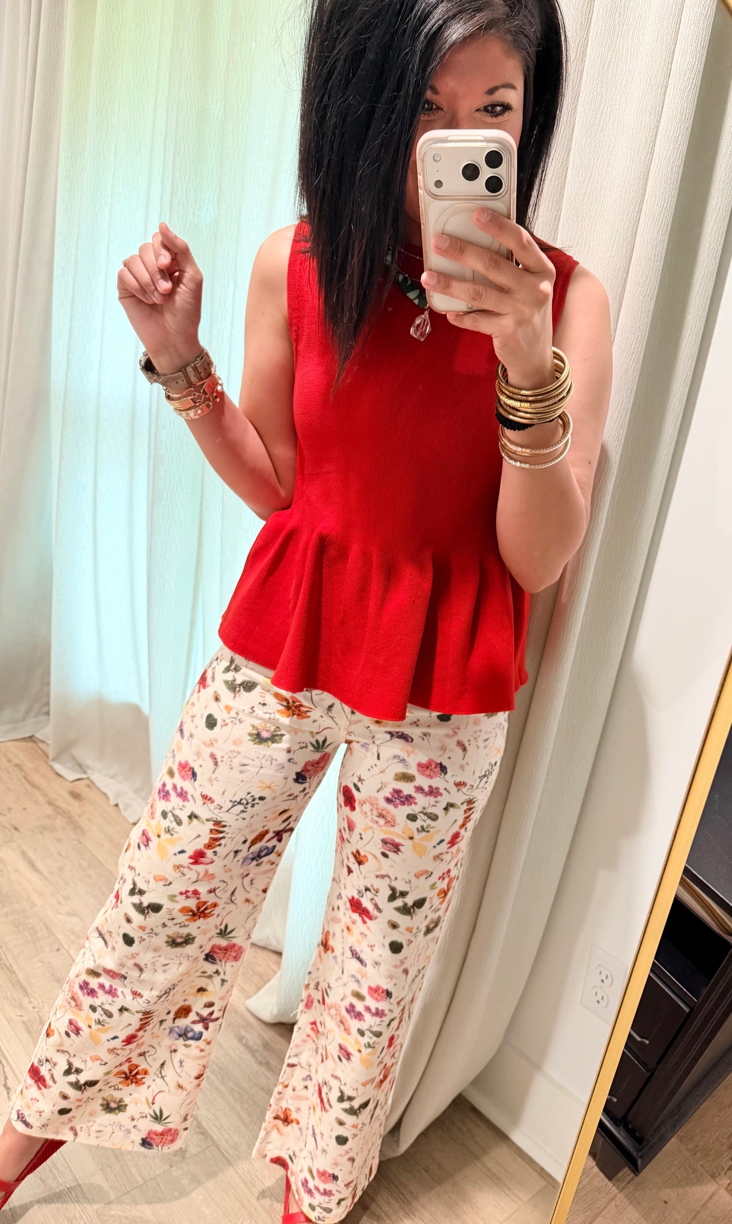 City Chic Peplum Top- Red